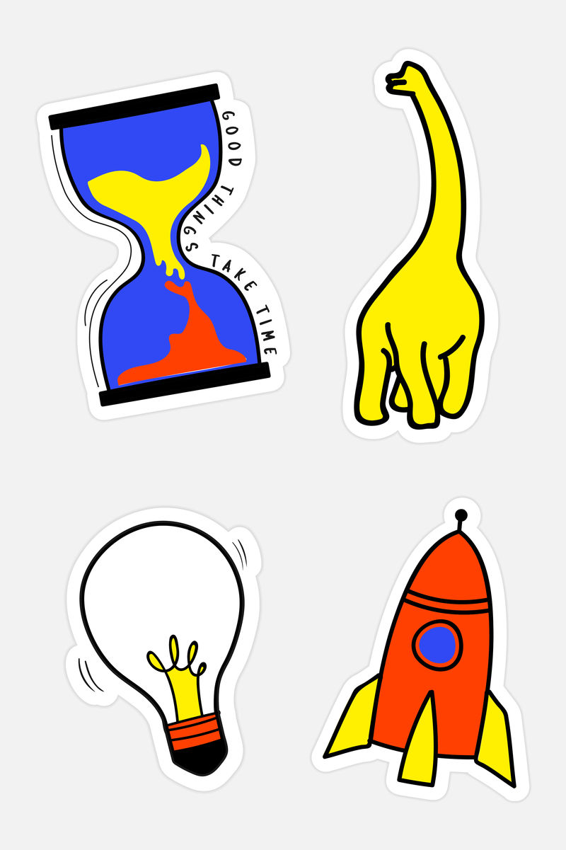 玩具贴纸涂鸦向量集