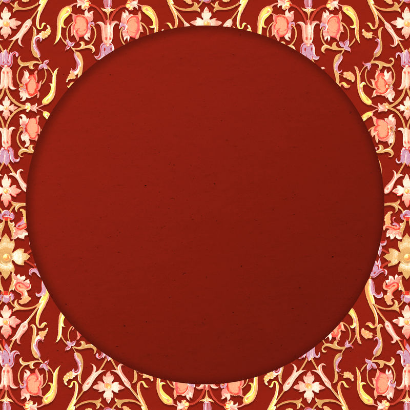 红色花朵图案圆框