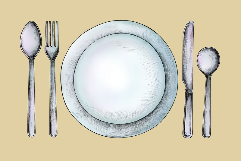 手绘餐具套装插图