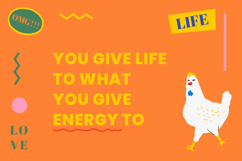 有意义的报价可编辑psd模板与可爱的鸡插图