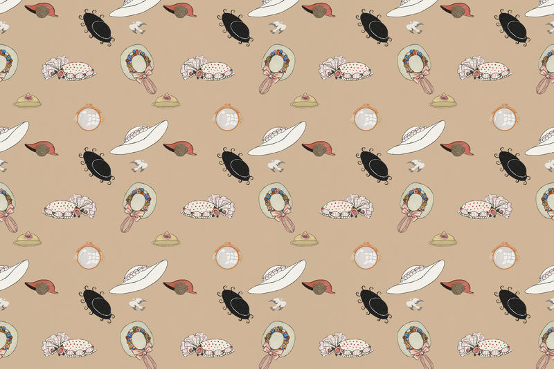 复古头饰图案背景psd 1920年代女性\u0026#39；s时尚由George Barbier的艺术作品混合而成