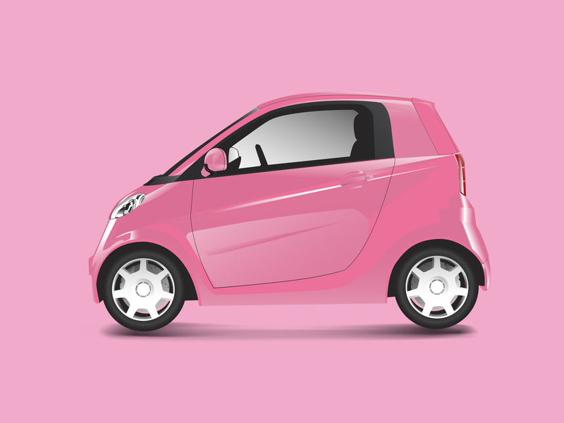 粉红色紧凑型混合动力车矢量
