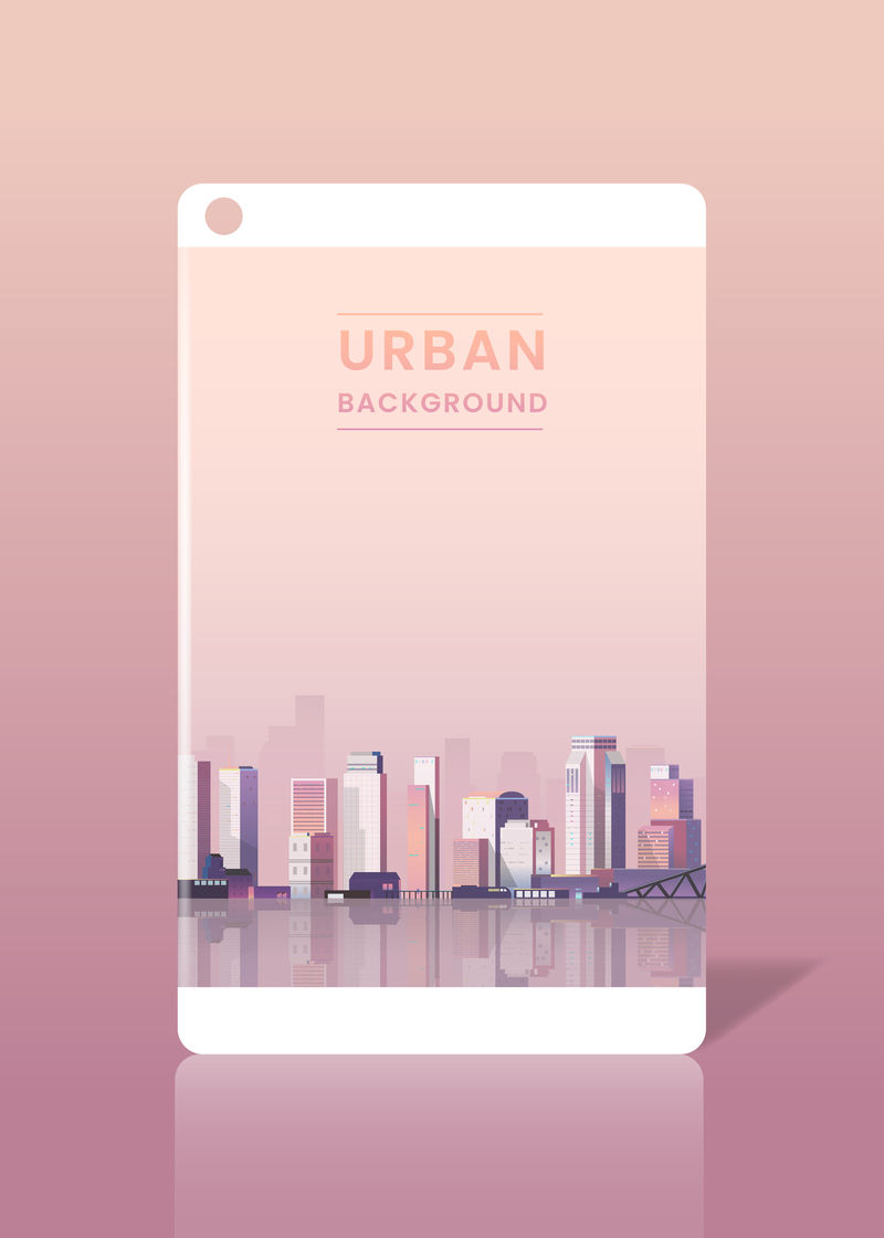 黄昏城市场景媒体背景模板向量