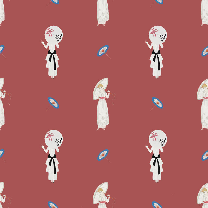 年份1920\u0026#39；s时尚图案矢量女性背景乔治·巴比尔艺术作品混搭