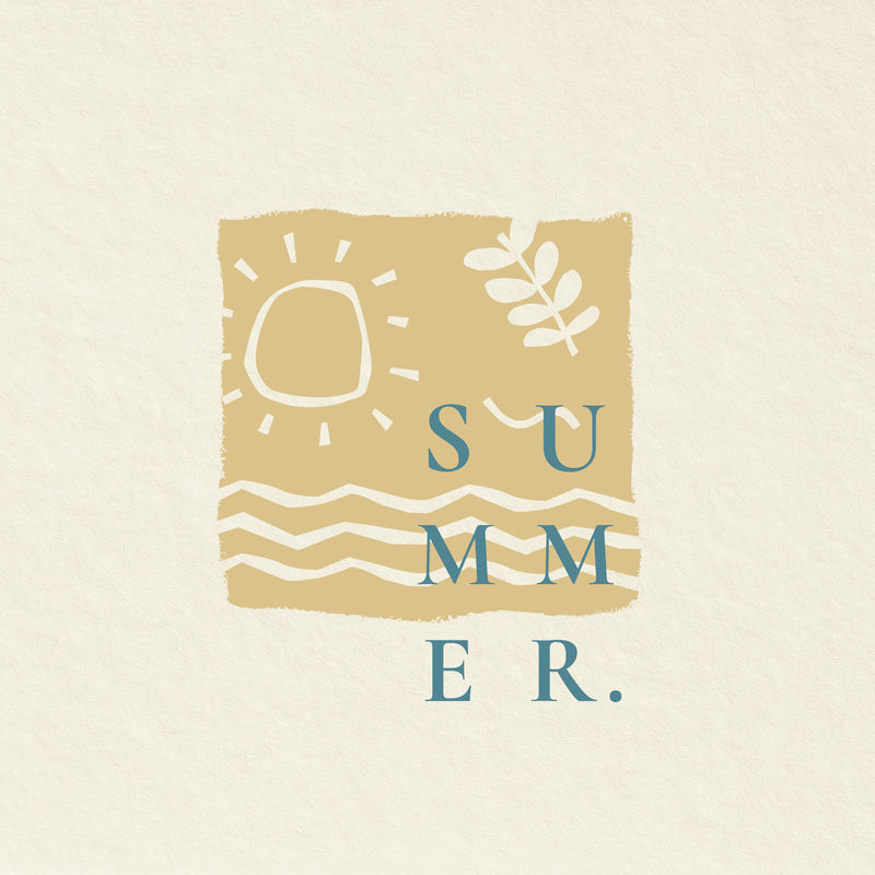 美学假日主题徽章psd与夏季排版插图