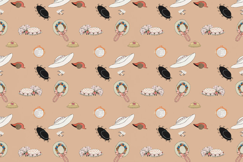 复古头饰图案背景矢量1920年代女性\u0026#39；s时尚乔治·巴比尔艺术作品的混音