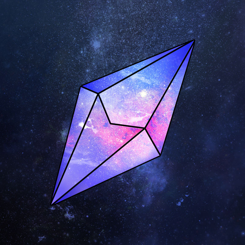 紫色银河图案几何形水晶贴纸设计元素