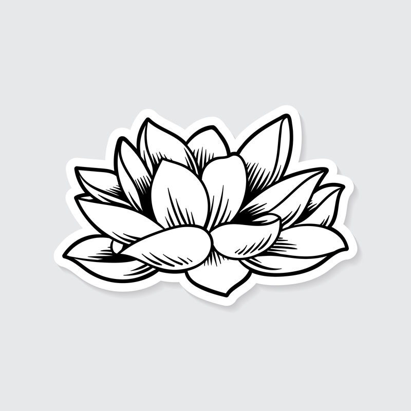 白色边框日本莲花贴纸