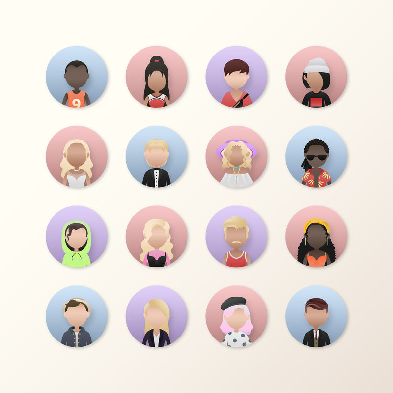 一组不同的人物化身向量