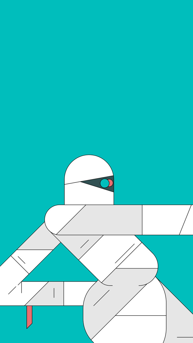 木乃伊万圣节人物绿色背景手机壁纸矢量