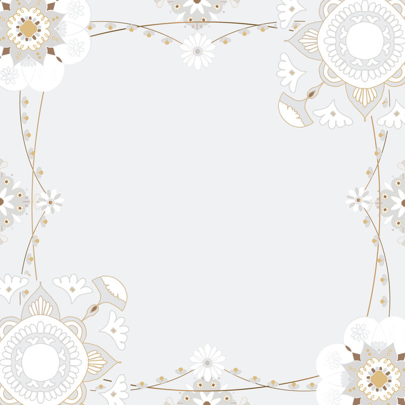 印度曼陀罗图案框psd灰色花朵背景