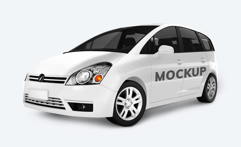 三维白色面包车侧视图