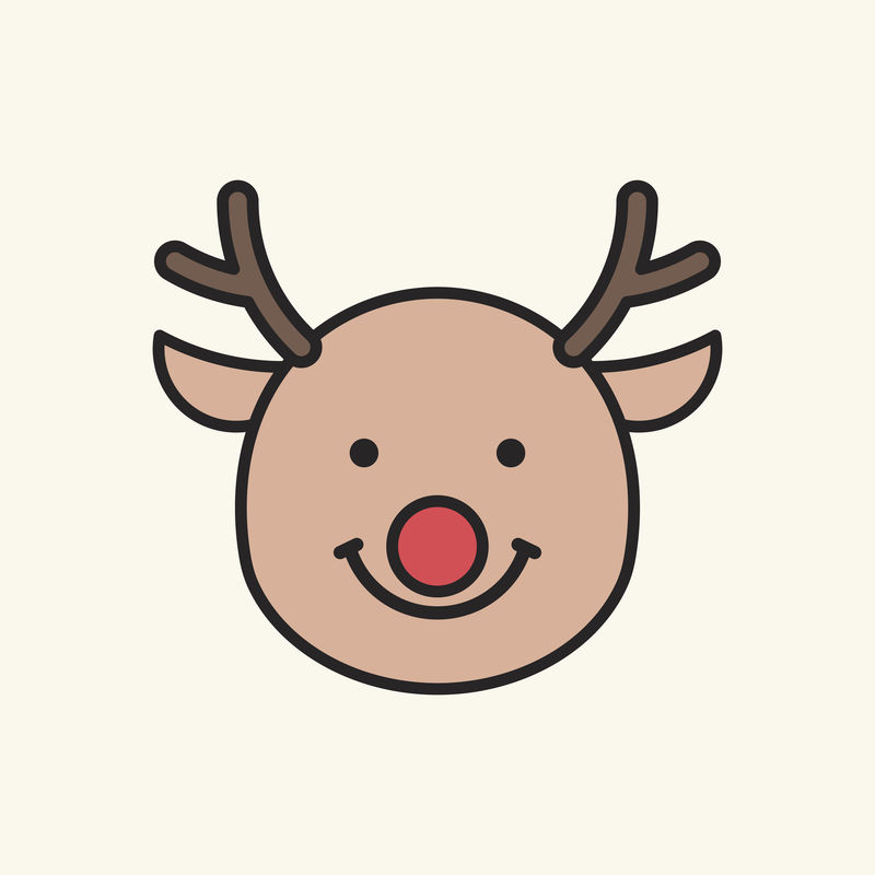 快乐鲁道夫驯鹿表情符号隔离米色背景向量