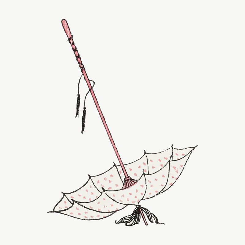 复古波尔卡圆点伞形矢量由乔治·巴比尔的艺术作品混合而成