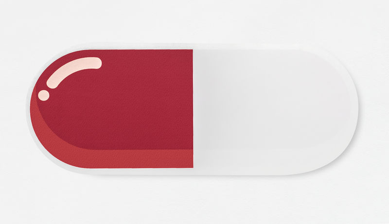 红白相间的药丸图标