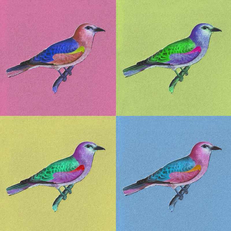 欧洲滚轴鸟复古插图矢量从原来的艺术品混合