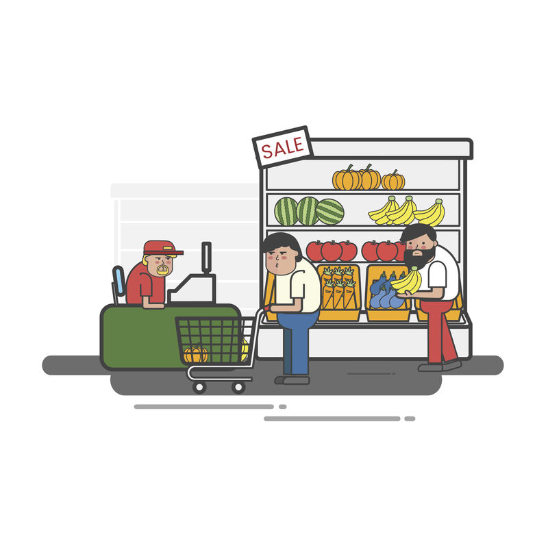 人们在杂货店购物