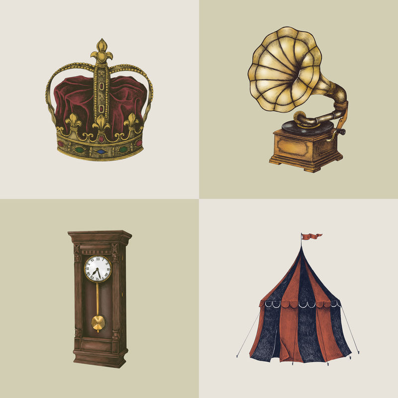 手绘复古奢华物件套装