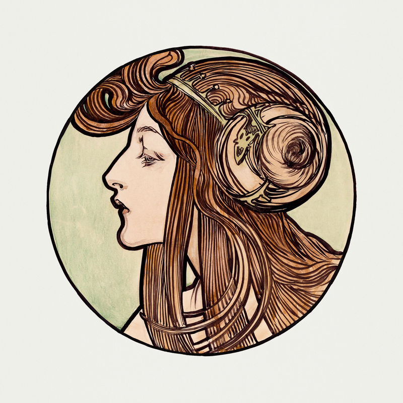 Art nouveau lady psdremixed from the artworks of卧底
