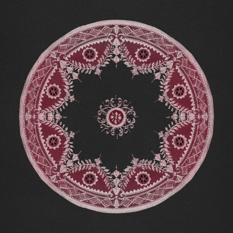 复古红色曼陀罗图案装饰psd在黑色背景上重新混合从北泽工厂中国瓷器餐具设计