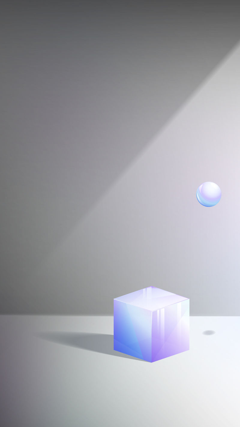 三维立方体和球体抽象设计手机壁纸矢量