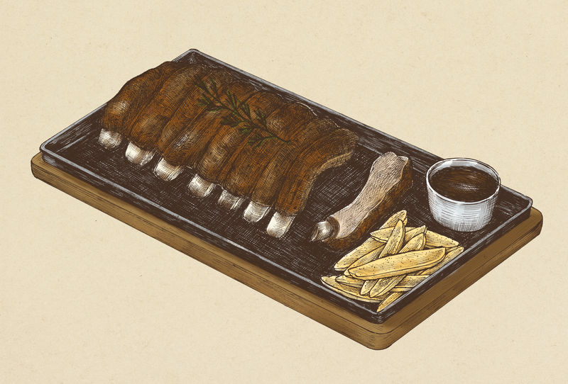 手绘烧烤排骨菜单