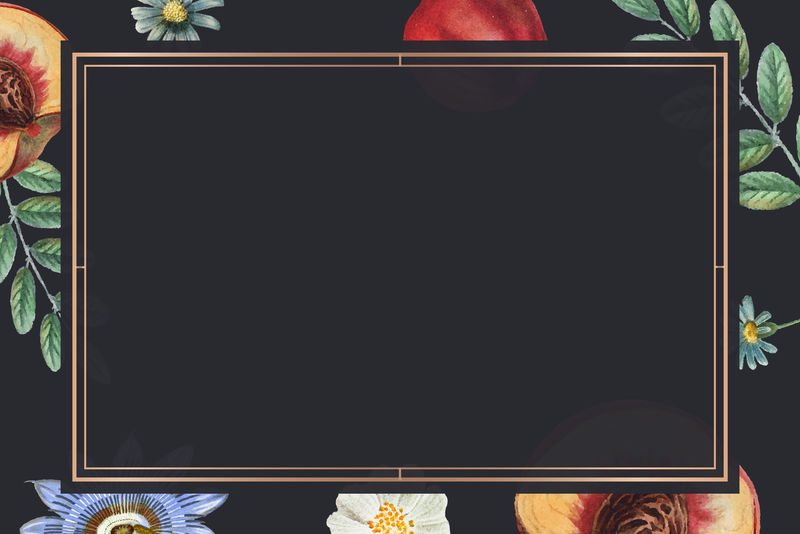 带有社交媒体横幅的水果和鲜花框架psd