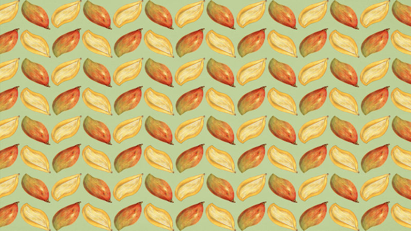 手绘天然新鲜芒果图案背景