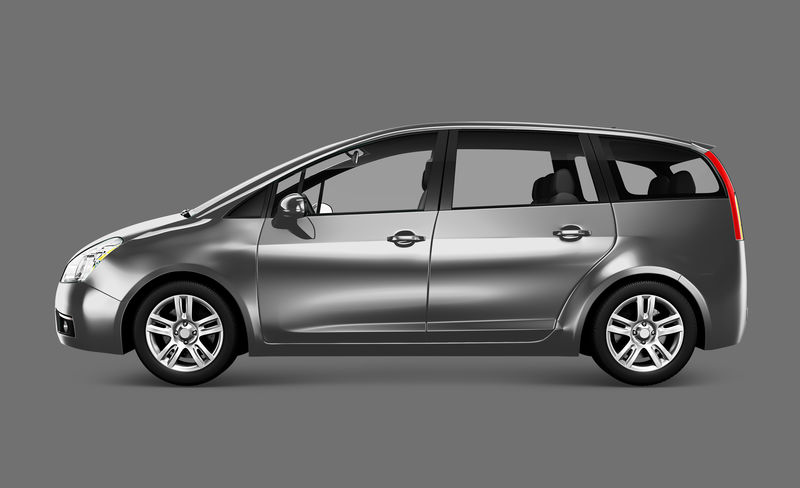 三维银色面包车侧视图