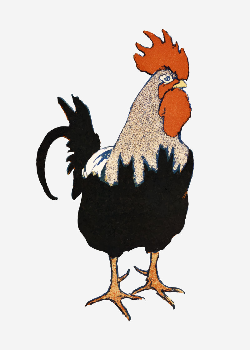 公鸡矢量艺术印刷品由爱德华·彭菲尔德的艺术作品重新混合而成