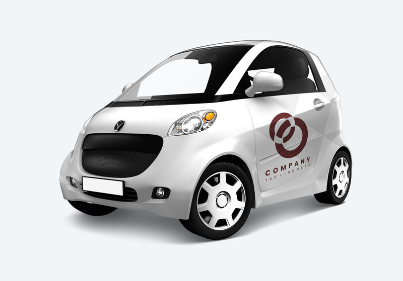 三维白色微型车侧视图