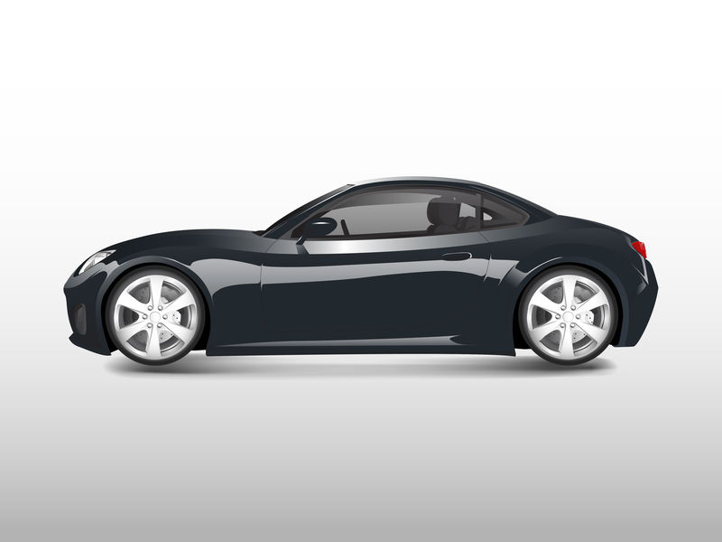 白色矢量上的黑色跑车