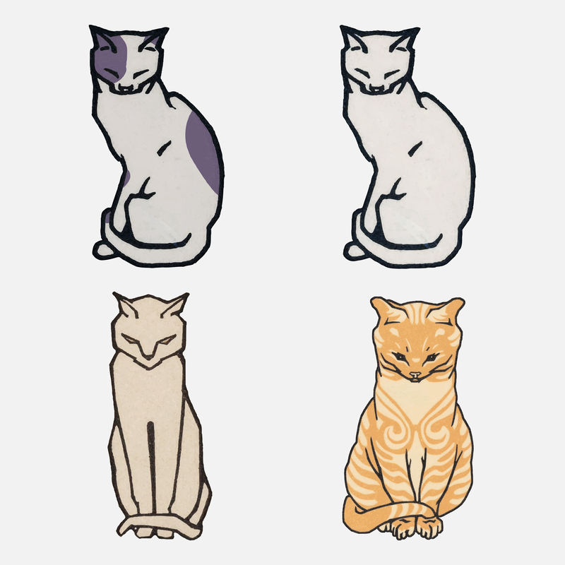 复古猫动物标志psd复古系列