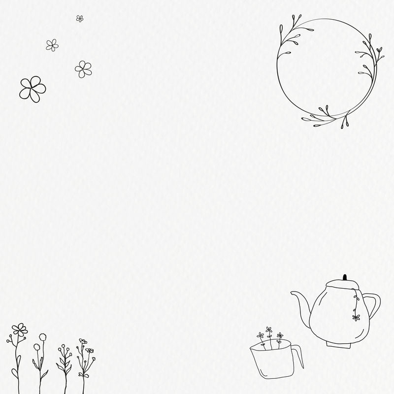 生活方式框架psd可爱下午茶主题涂鸦图