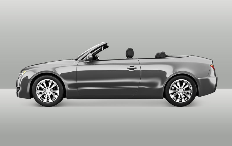 三维银色敞篷车侧视图