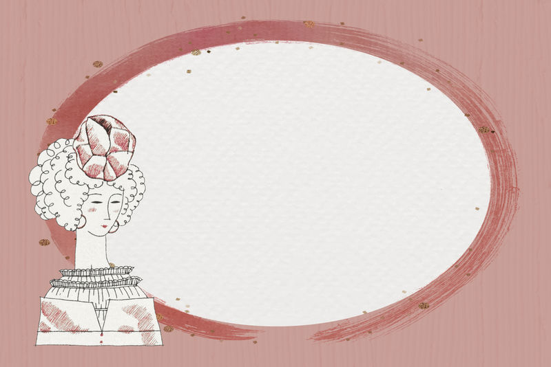 框架psd与复古女性时尚边界混合从查尔斯马丁的艺术作品