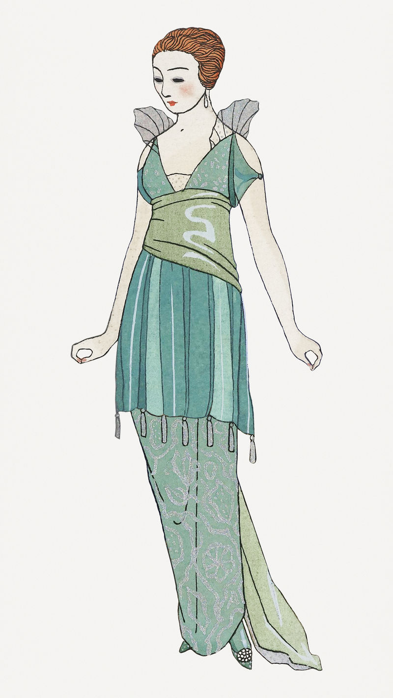 1920年代女性时尚psd乔治·巴比尔艺术作品混音