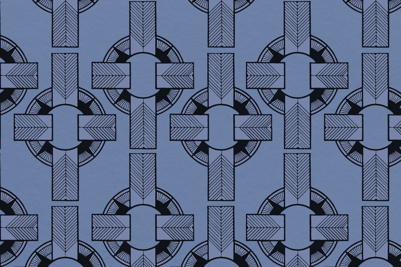 复古蓝色几何盖茨比图案psd背景由塞缪尔·杰瑟伦·德梅斯基塔的艺术作品混合而成