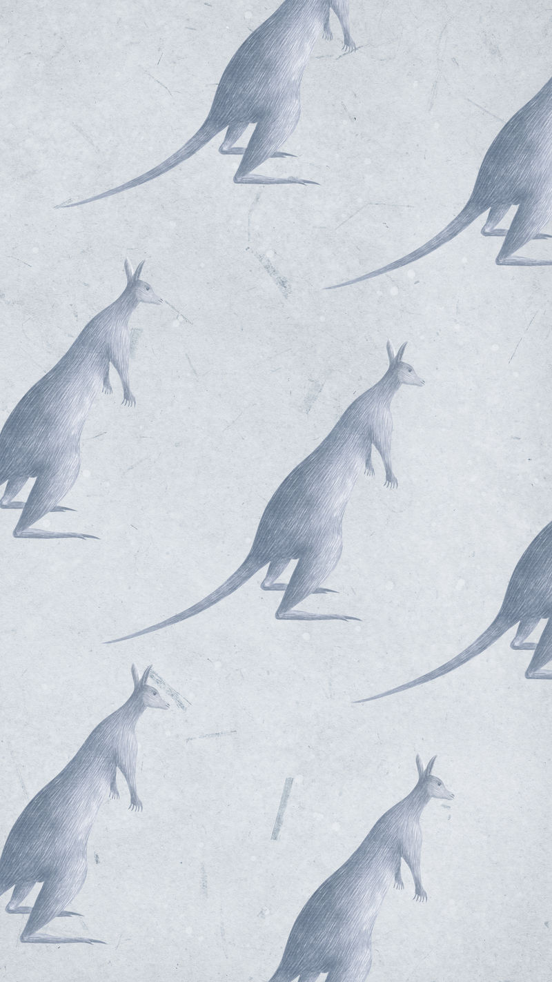 无缝复古袋鼠图案背景插图