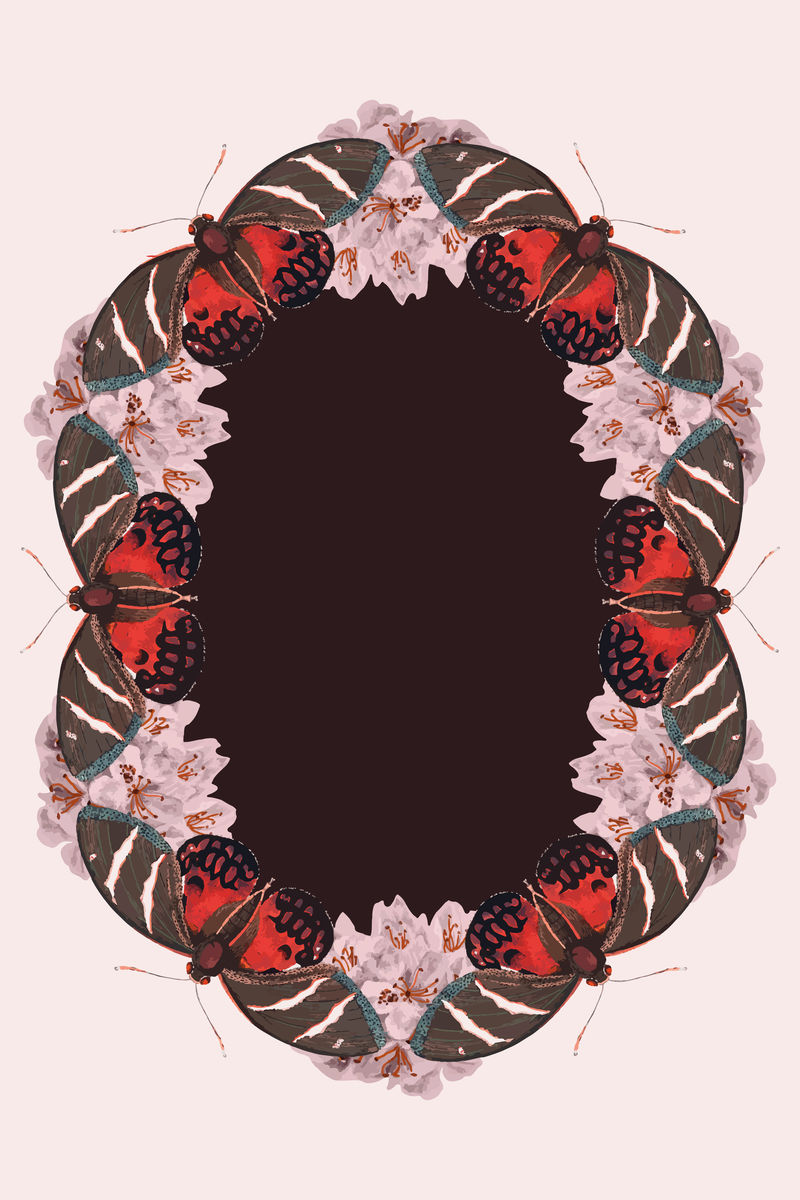 复古粉色蝴蝶图案矢量画框由自然者混合而成\u0026#39；萧伯纳杂集