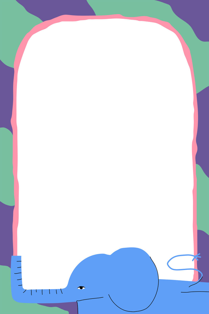 大象框架psd可爱动物插图