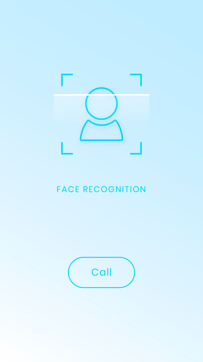 带呼叫按钮的手机面部识别屏幕矢量图
