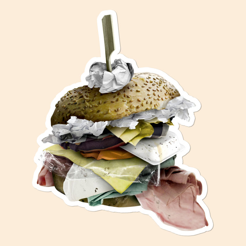 垃圾汉堡污染标签设计元素