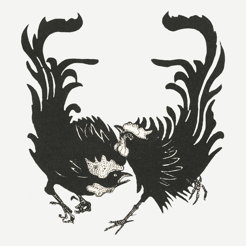 复古黑白公鸡架由西奥·范·霍伊泰玛(Theo van Hoytema)的艺术作品混合而成