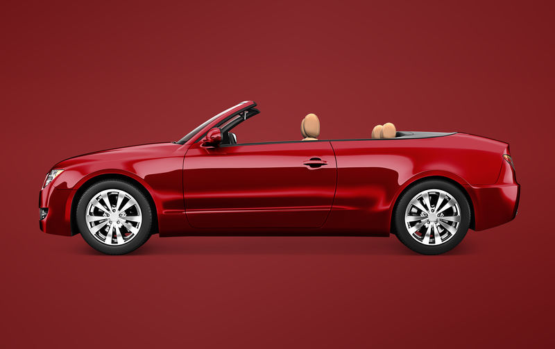 三维红色敞篷车侧视图