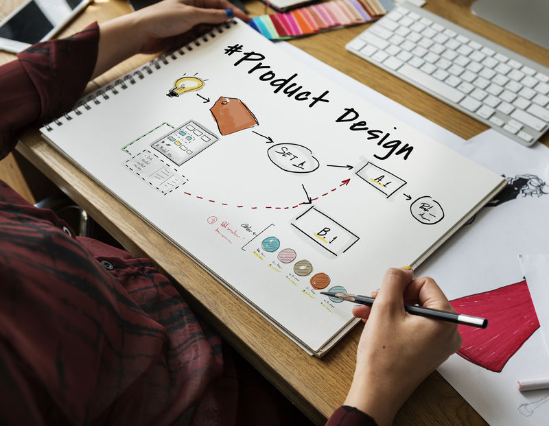 时装设计师绘图在工作室工作