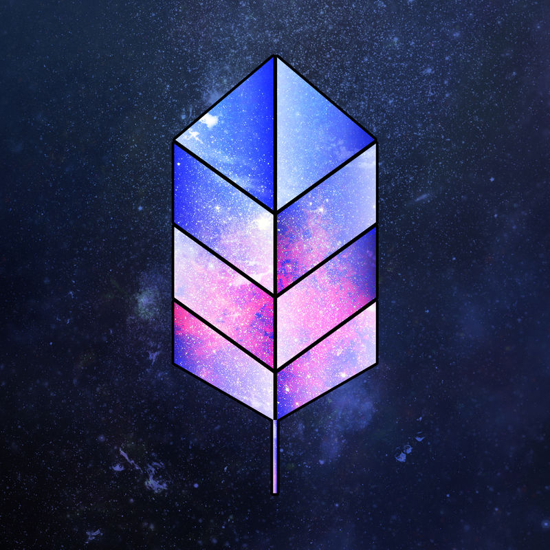 紫色银河图案几何造型羽毛贴纸设计元素