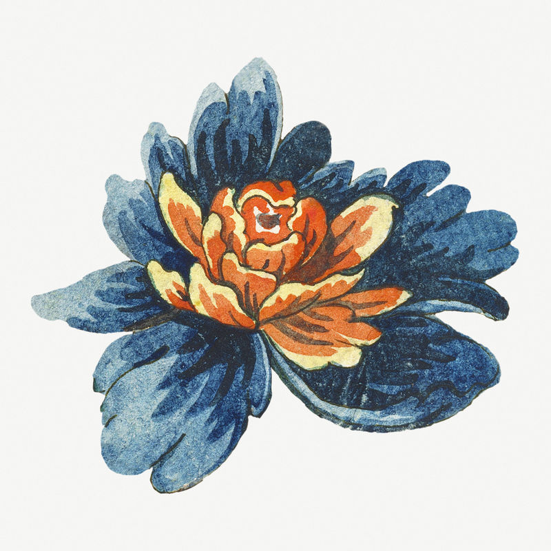 复古绽放橙花设计元素