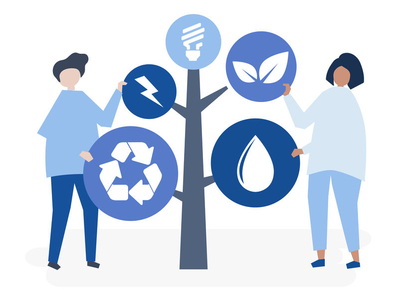 人物与环境图标树插画