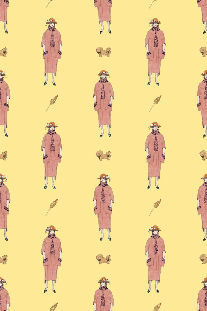 1920年代女性的时尚图案psd女性背景由乔治·巴比尔的艺术作品混合而成